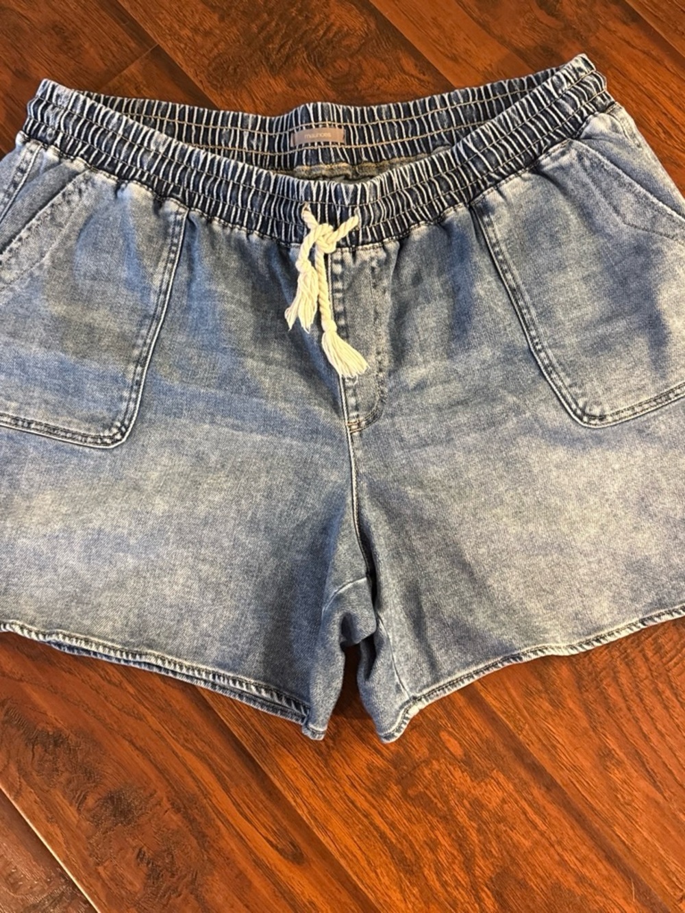 Maurices Light Wash Denim Drawstring Shorts
